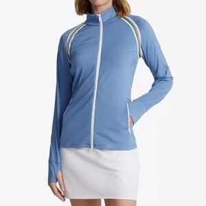 RLX Ralph Lauren Blue Golf/Track Jacket, Full Zip Front, White Accents, Sz S
